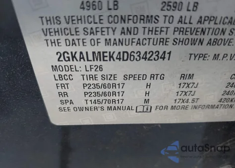 2013 GMC Terrain Sle-1 z USA, uszkodzony, nr VIN 2GKALMEK4D6342341